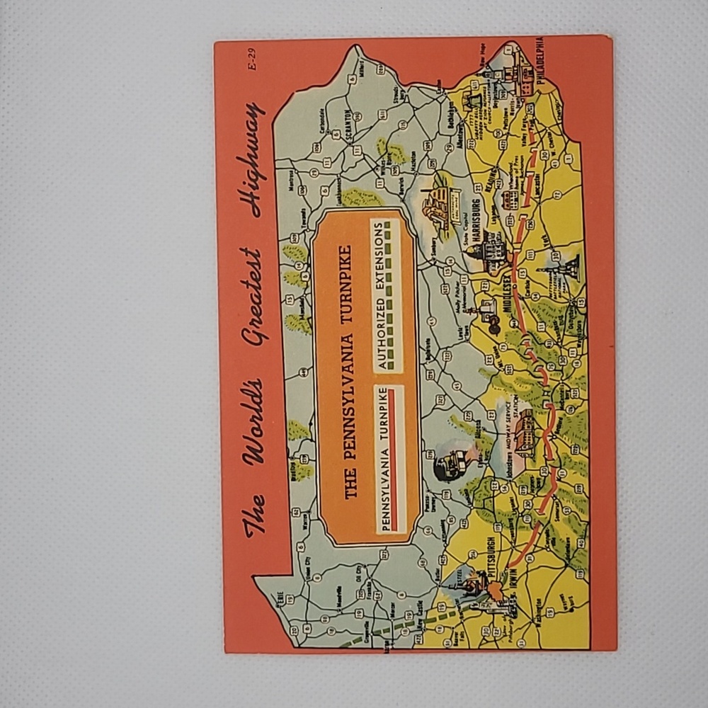 Vintage The World's Greatest Highway, The Pennsylvania Turnpike Linen Postcard
